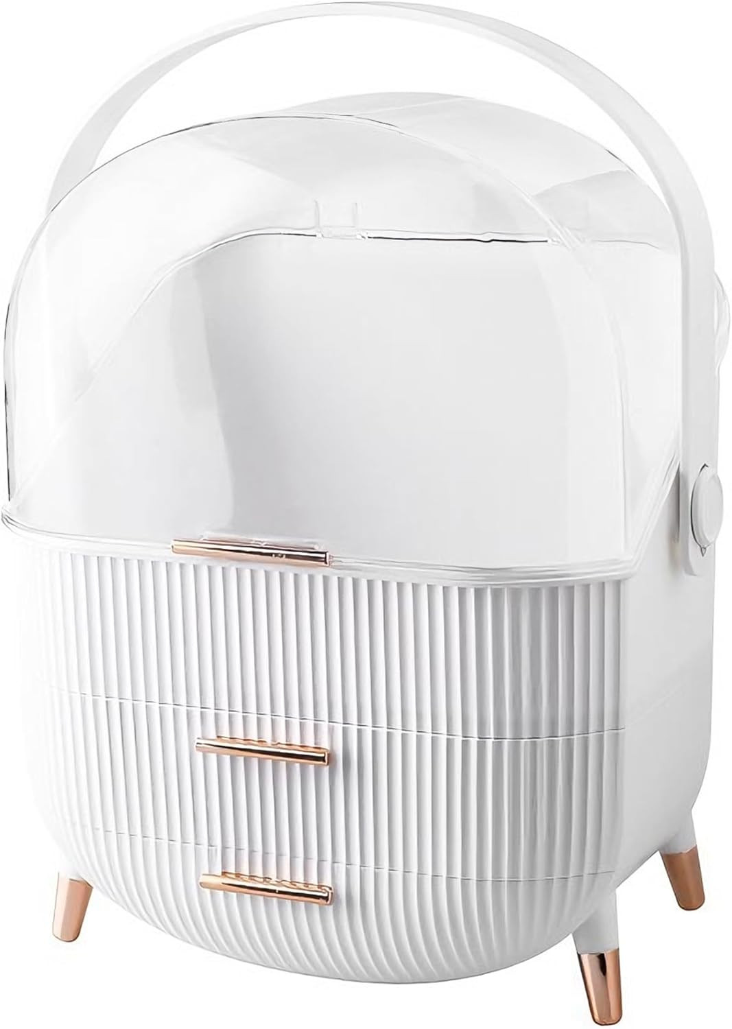 Organizer Trucchi Antipolvere Bianco: Espositore Design con Manico