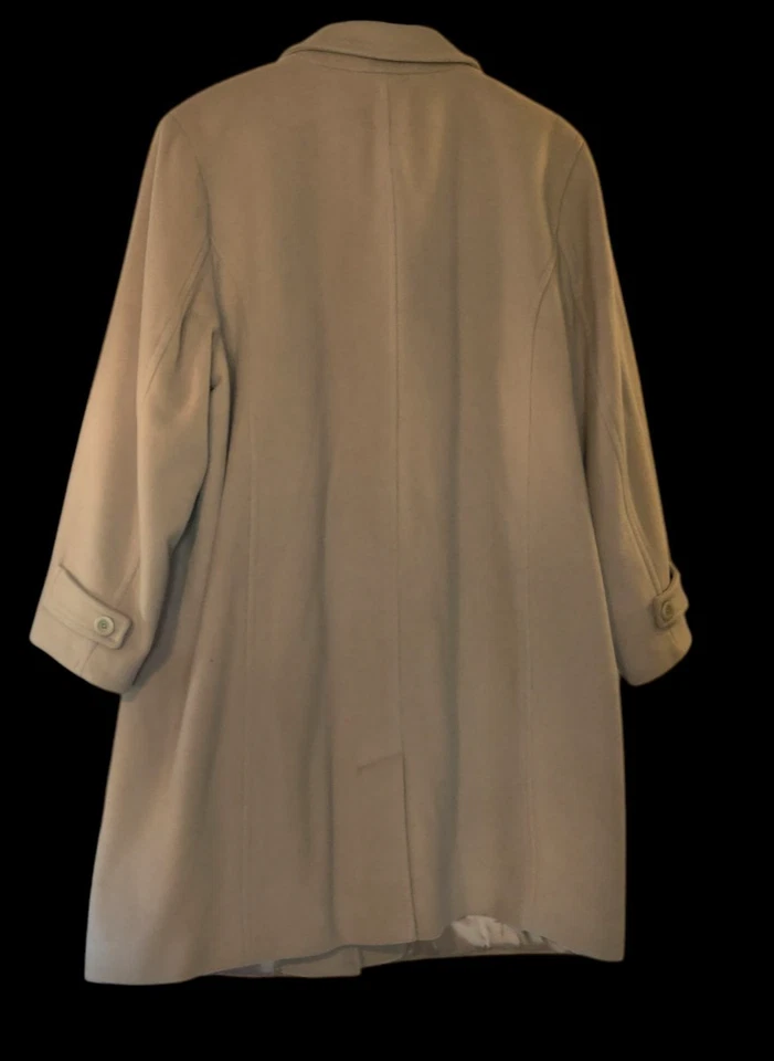 复古 LL Bean 羊羔毛大衣女式 2X 米色汽车外套经典 3/4 长度内衬 — 第 4/4 张图片