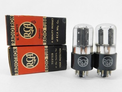 RCA Radiotron 6SL7GT Vintage WWII Foil Getter Black Plate NOS