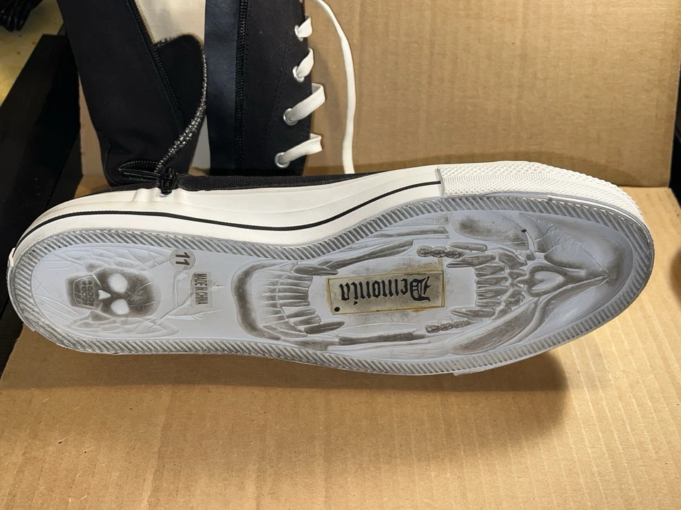 Zapatos Demonia Tenis Deviant 201 Gótico Punk Parte Superior Alta Cremallera Con Cordones Para Hombres 11 Foto 2 de 4
