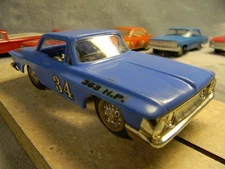 1/32 SCALE VINTAGE ORIGINAL ELDON 1962 PLYMOUTH 2 DR FURY BLUE SLOTCAR-NICE