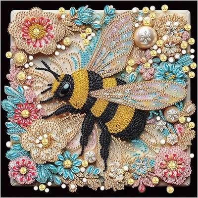 SJUTOUCI Diamond Painting Kits for Adults, 5D Flower Bee Special Multicolored 