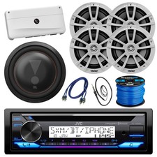 JVC KD-T92MBS 1-DIN CD Player Receiver, 4x 6.5" Speakers, Sub, Amp, Accessories