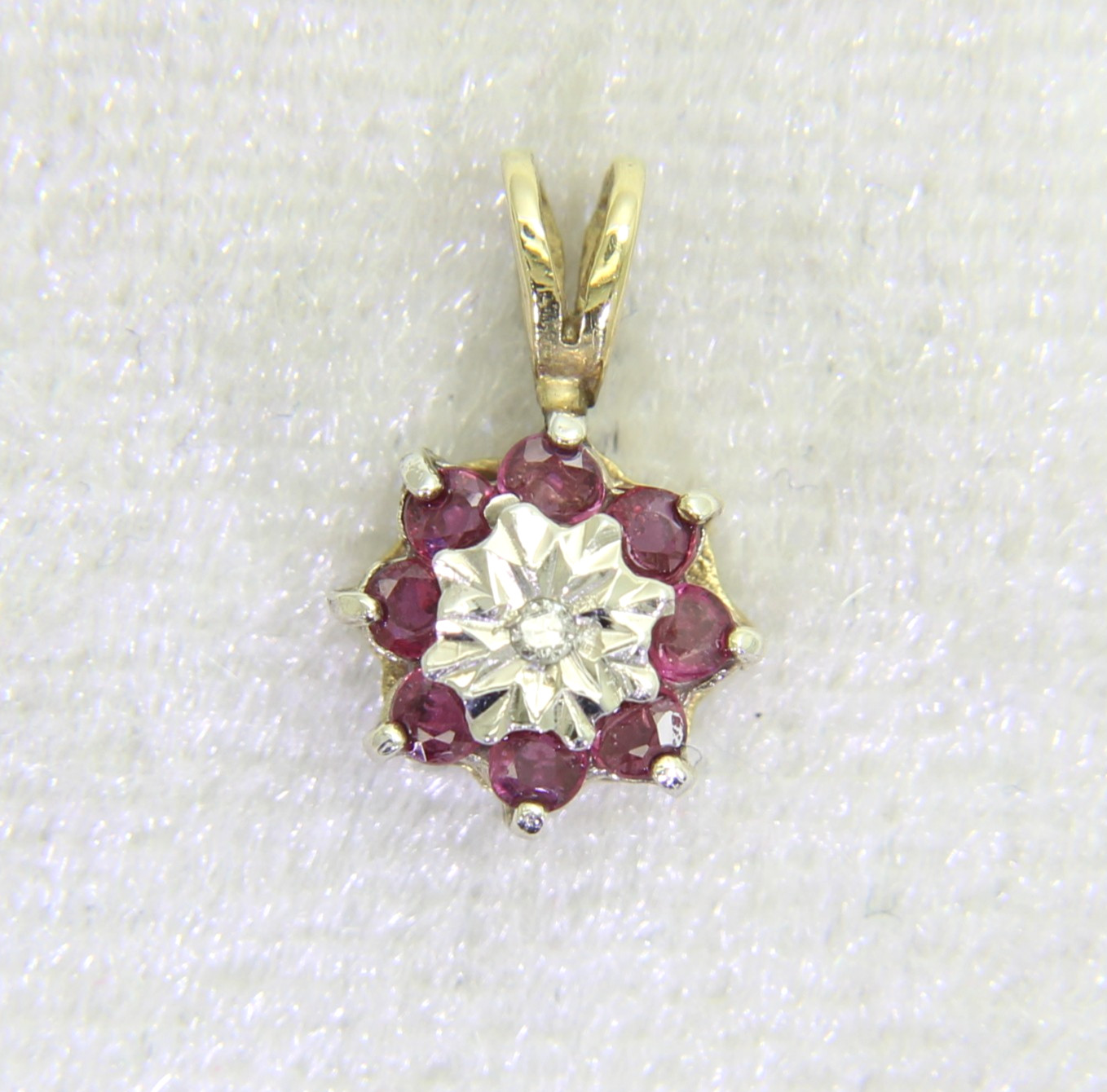 9ct Gold Ruby Diamond Pendant