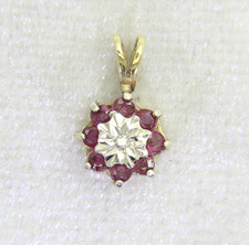 9ct Gold Ruby Diamond Pendant