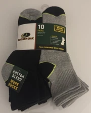 Mossy Oak Work Socks Mens 10 Pack Black Gray