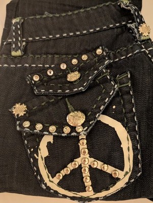 Coogi Jeans Peace G-1969-1 Bling Unique Vintage 24x33 Slim Tall Stylish 1/2