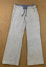 Jolt Pants Womens 5 Linen Wide Leg Cinch Waist Striped Cotton Beach Pool Lounge