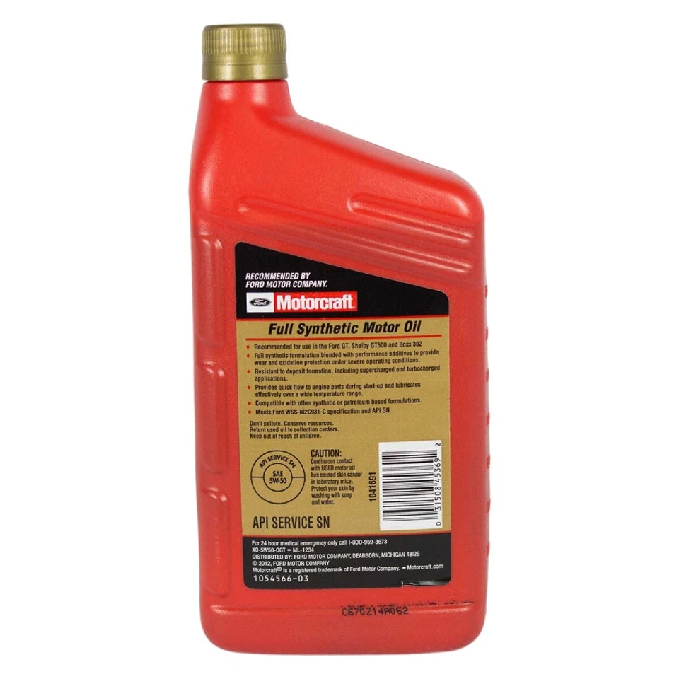 Motorcraft XO5W50QGT Engine Oil Full Synthetic SAE 5W-50, 12 Quart Case - Imagem 2 de 2