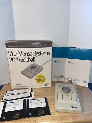 Vintage The Mouse Systems PC Trackball Mouse with Original Box & Accessories