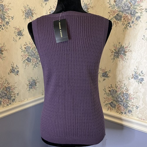 Jeanne pierre wild grape purple knit sleeveless Sweater vest, size l, NWT - Picture 4 of 10