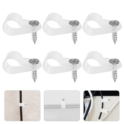 200 Pcs Wire Fixing Buckle R-type Cable Clips Cord with Screws Holder - Afbeelding 6 van 12