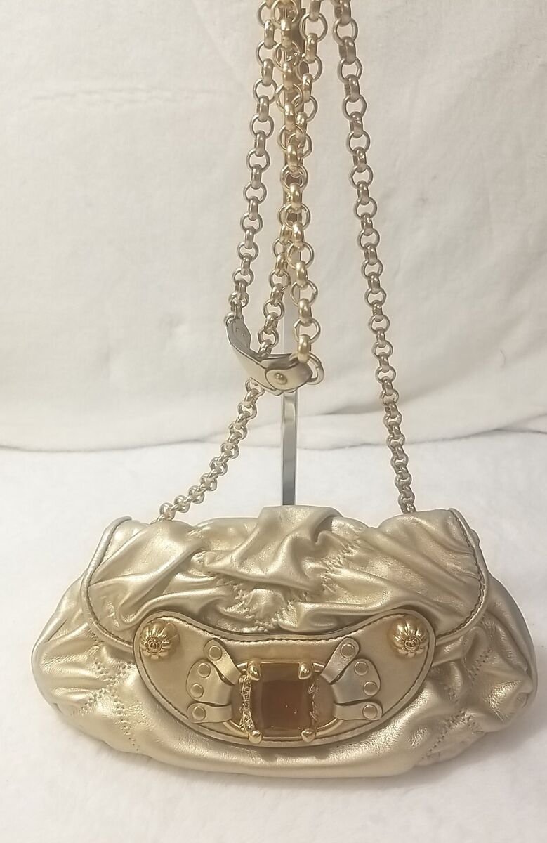 New VINTAGE JUICY COUTURE Bag Y2k Gold Metallic Leather W New VINTAGE JUICY COUTURE Bag Y2k Gold Metallic Leather W