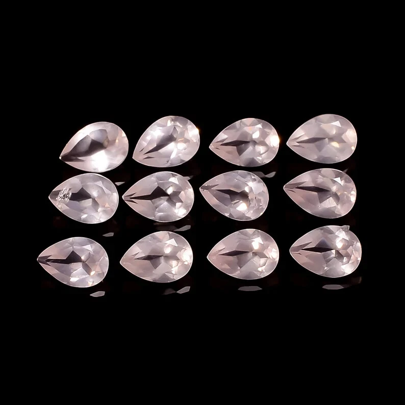 100 Pc Natural Rose Quartz 8X6mm Pear Faceted Cut Calibrated Size Loose Gemstone - Image 4 of 4