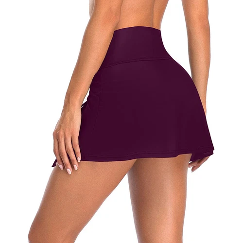 Women's Swim Skirt High Waisted Bathing Suit Skirt Bikini Bottoms - Picture 7 of 19