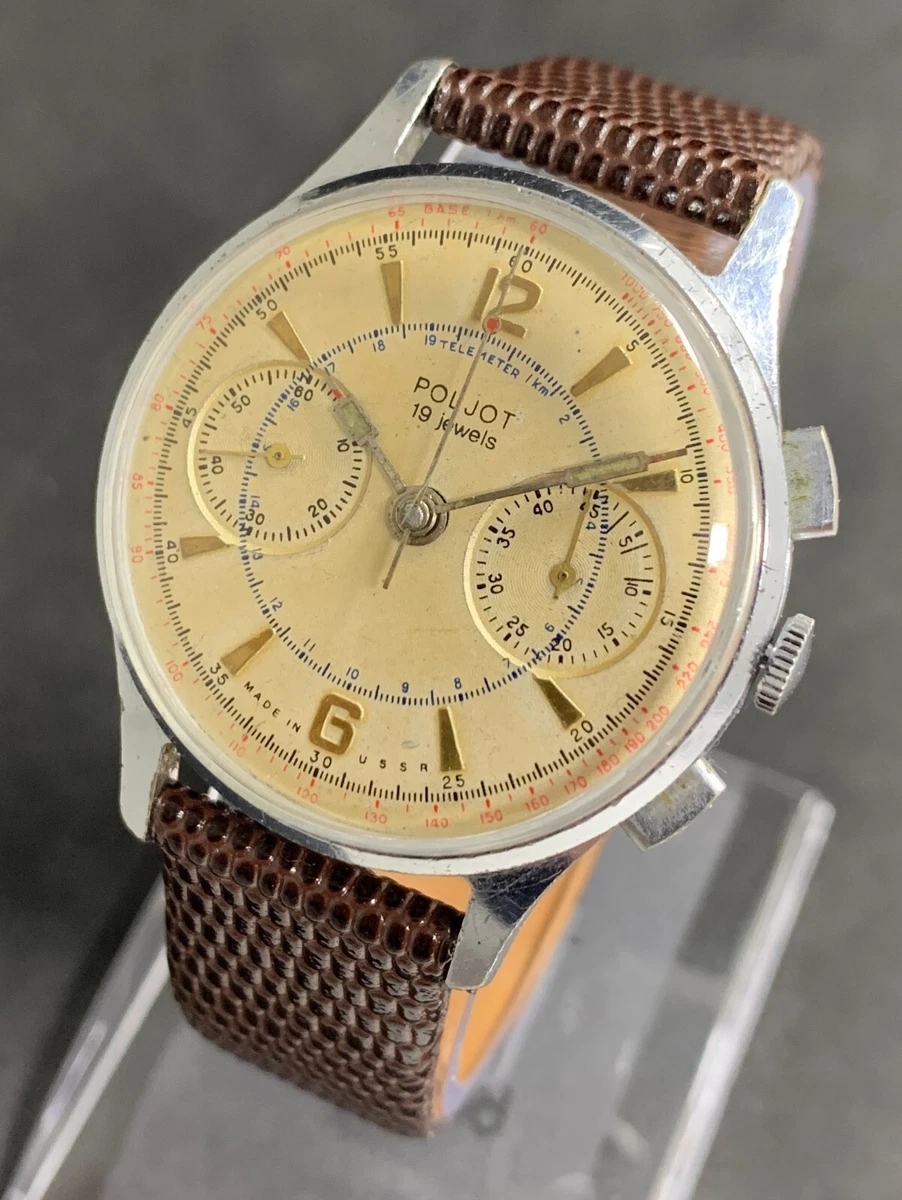 POLJOT STRELA Chronograph Vintage USSR Watch Cal. 3017 19 Jew
