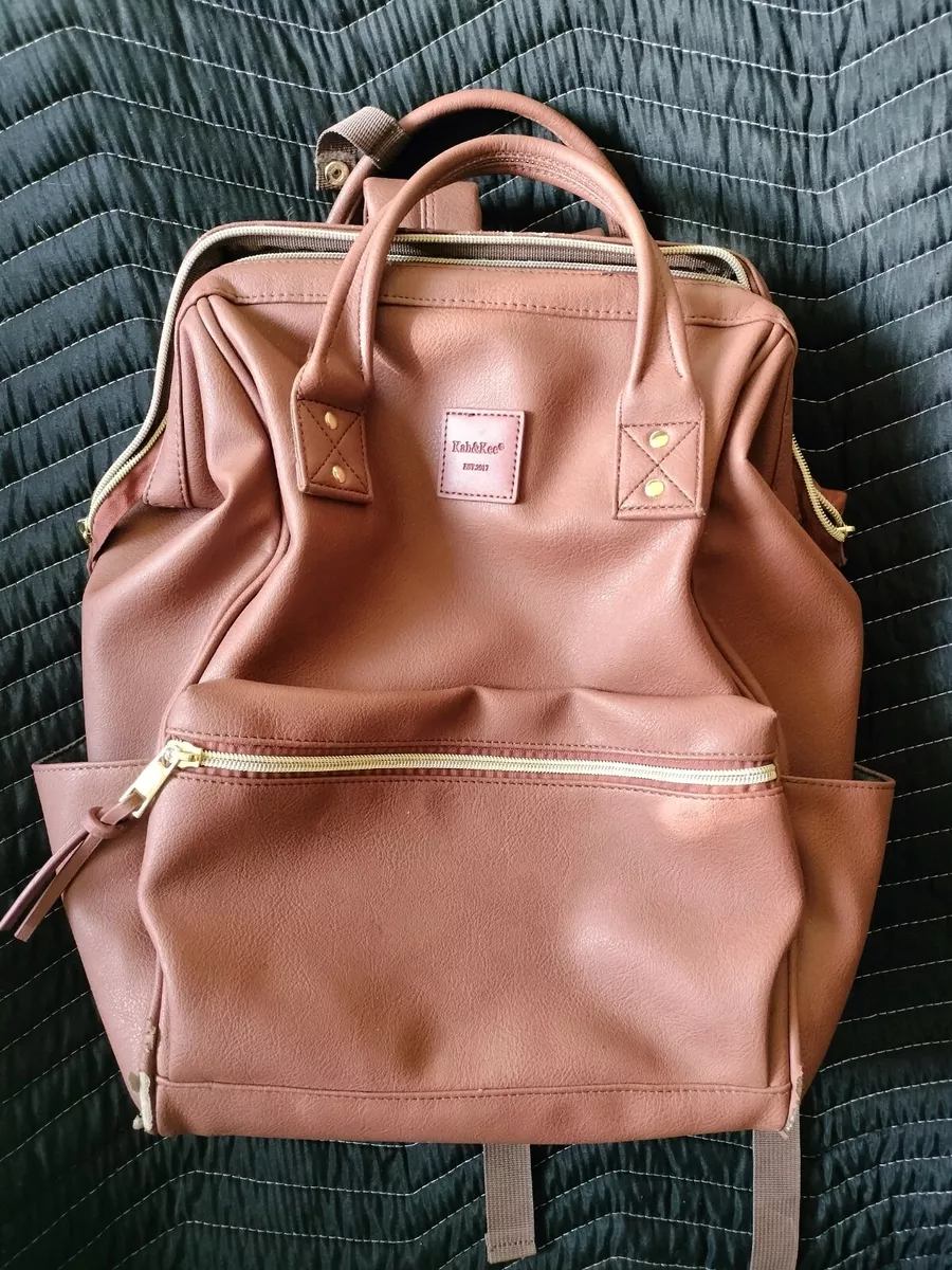 Kah kee leather backpack diaper bag with clearance laptop compartment travel school for women man