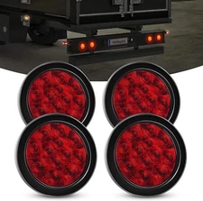 Nilight 4PCS 4” 12LED Red Round Stop Brake Turn Tail Lights for Truck Trailer RV