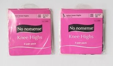 No Nonsense Nylon Knee Highs Comfort Top Size ONE Off Black Sheer Toe 2 Pair M46