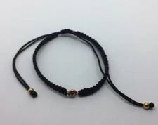TRENDY Red Mini Evil Eye Amulet Black Macrame Cord Kabbalah Bracelet