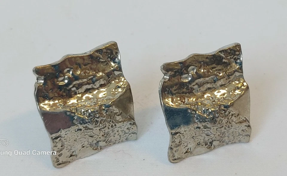 Modernist Rigaux France Ohrclips Designer Clips Versilbert - Bild 2 von 4