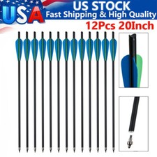 12Pcs 20 inch Carbon Crossbow Bolts Arrow 8.8mm Moon Nocks Archery for Hunting