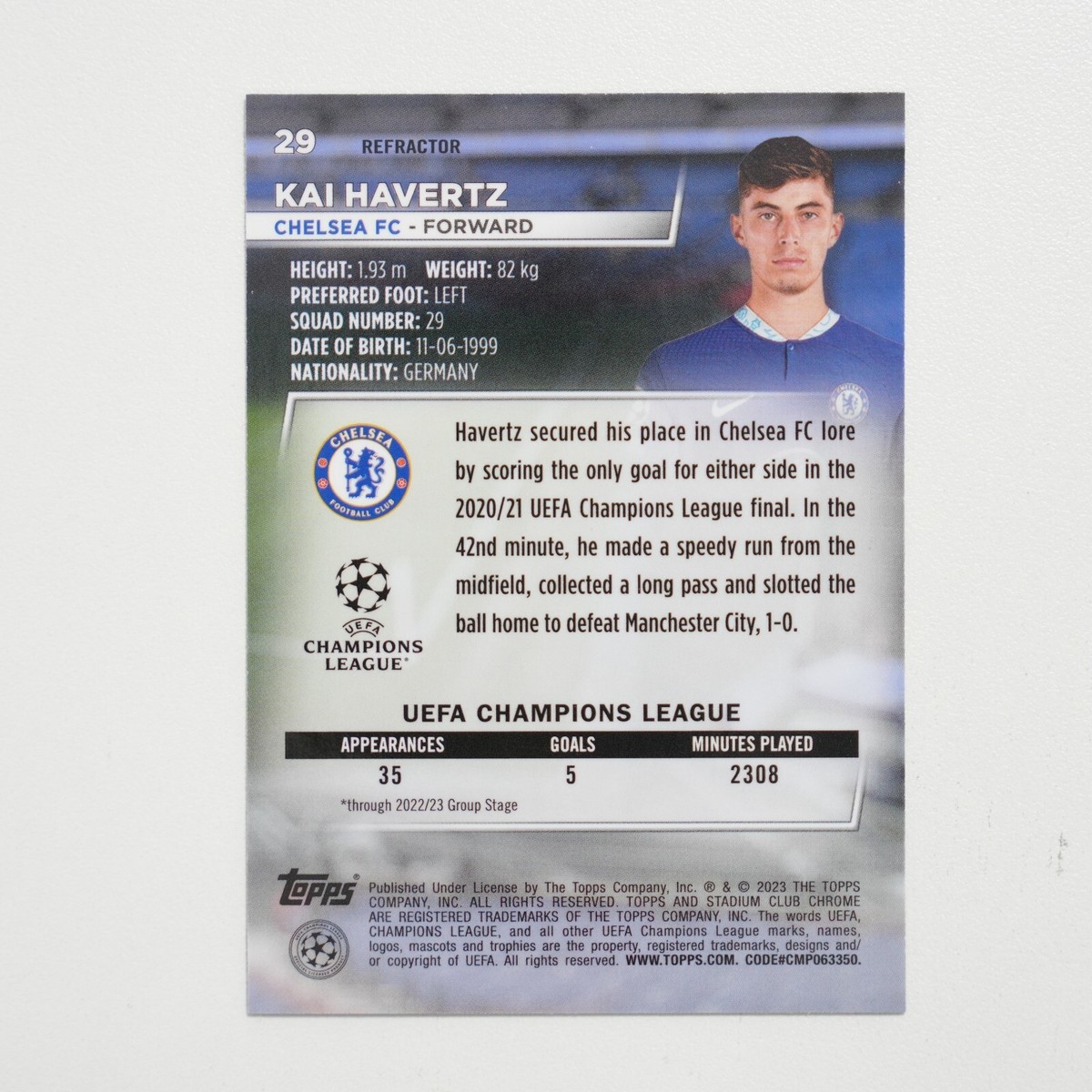 2022-23 Topps Stadium Club Chrome UEFA Kai Havertz Chelsea