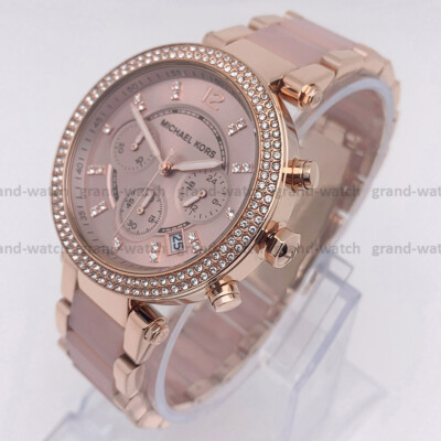 Michael Kors MK5896 ローズゴールド 時計 Michael Kors MK5896 Parker Blush Dial Rose Gold-tone Blush Acetate