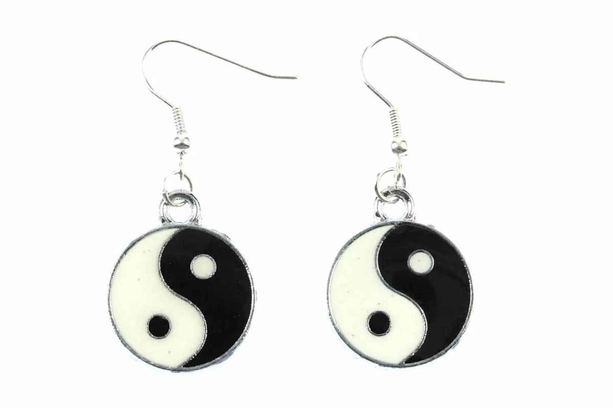 Orecchini Pendenti Yin Yang In Argento Sterling 925 - Simbolo Taoista Cinese - Gioiello Donna