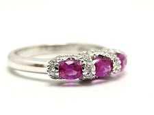 Anello oro Bianco 18 K Diamanti E Rubini