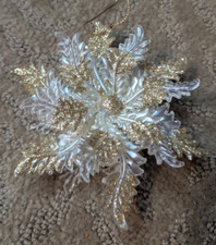 New Kurt Adler plastic snowflake Christmas ornament 3d gold glitter