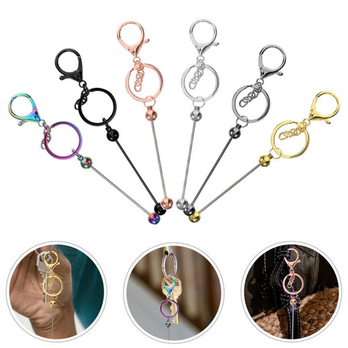 Perle Porte Clef WEWAYSMILE 16 Pièces Porte-Clés En Perles Vierges, Barre Porte-Clés Perlée, Pour Fabrication Bijoux À Bricoler Soi-Même Accessoires Barres Porte-Clés (Argent Chaine Boule