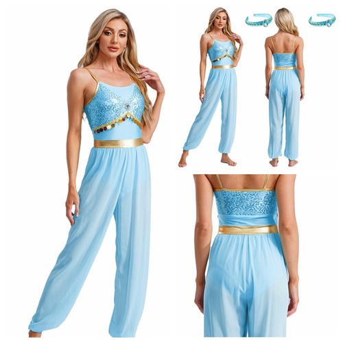 Costume donna body rumba vestito fiori tutina pagliaccetti arabi valzer - Foto 3 di 16