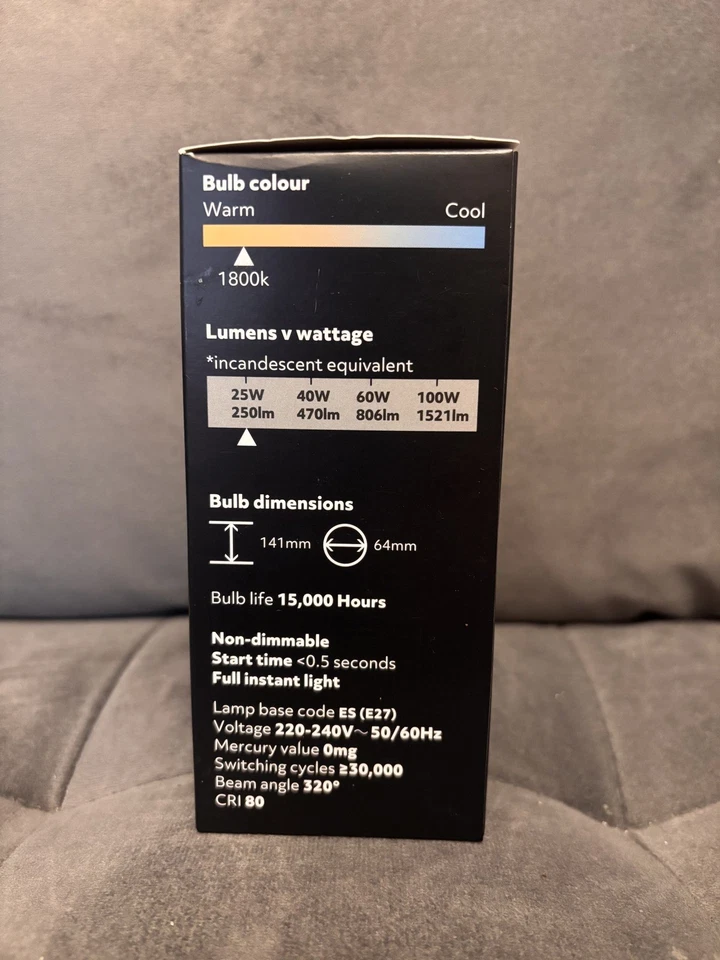 LED ST64 Spiral Teardrop Filament, 4.8W, 250 Lumins -  Screw Fitting - Image 3 of 4