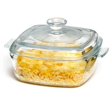 0.8L Glass Casserole Dish with Lid Oven Safe Square 5.9in Microwave Bowl