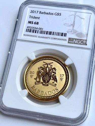 Barbados - 2017 - 5 Dollars - Trident - 1oz Gold - NGC MS68