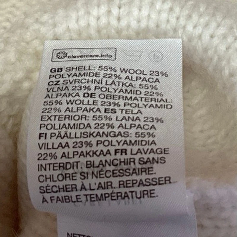 & Other Stories Suéter Top Manga Abullonada Tejido con Cable Lana Blanco Crema Alpaca Talla S Foto 4 de 4