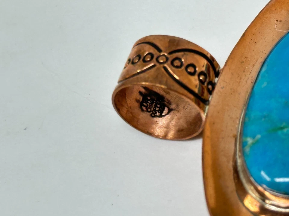 Colgante DTR Jay King Modernista Cóncavo Cobre Ovalado Azul Turquesa Foto 4 de 4