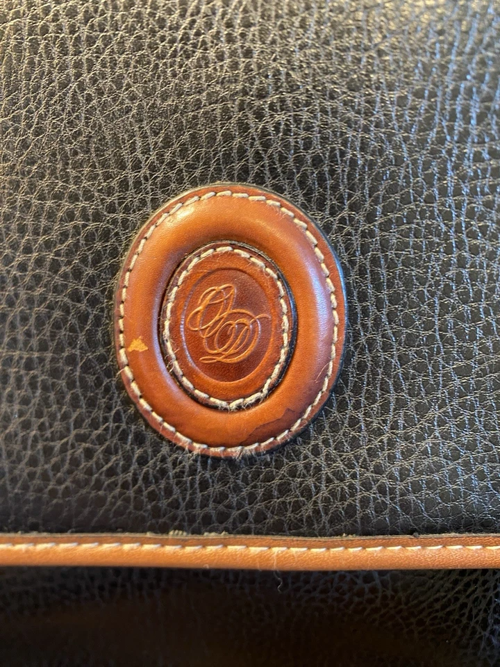 Vintage Oggi Domani Preto e Marrom Pebbled Couro Sintético Pasta Bolsa para Laptop Leia - Imagem 4 de 4