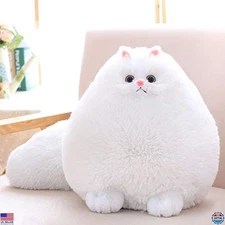 Winsterch 10-Inch White Plush Cat Stuffed Animal - Soft Cuddly Toy for Kids
