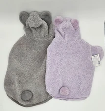 Dog Hoodie w/ Bear Ears & Tail Gray or Lilac NWT S, L , XL Top Paw Sherpa Fleece