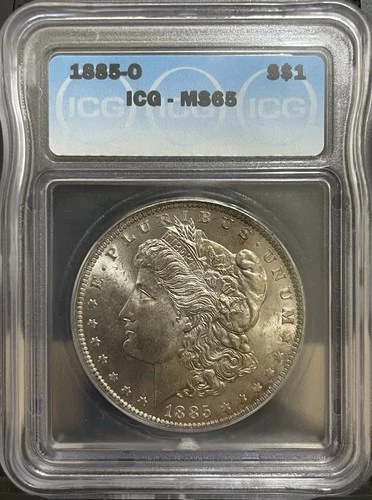 MS65 Lightly Gold Toned 1885-O Silver Morgan Dollar ICG MS65 GEM