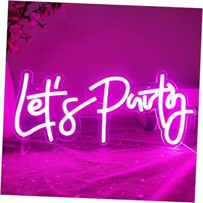  Let's Party Neon Signs Neon Light Sign for Wall Decor 16''x 7'' A--PartyPink