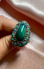 Vintage Made in Israel 935 silver Eilat stone turquoise ring size 7 adjustable