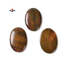 Natural Red Creek Jasper Flat Back Oval Pendant Size 38x52mm Sold per Piece