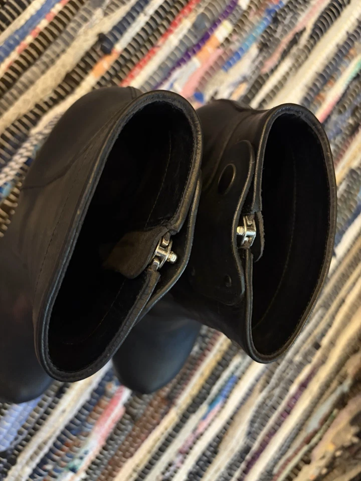 女式 Rick Owens 经典黑色皮革楔形厚底踝靴 39 码 — 第 4/4 张图片