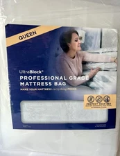 UltraBlock® Professional Grade Clear Queen Mattress Boxspring Bag Protection New