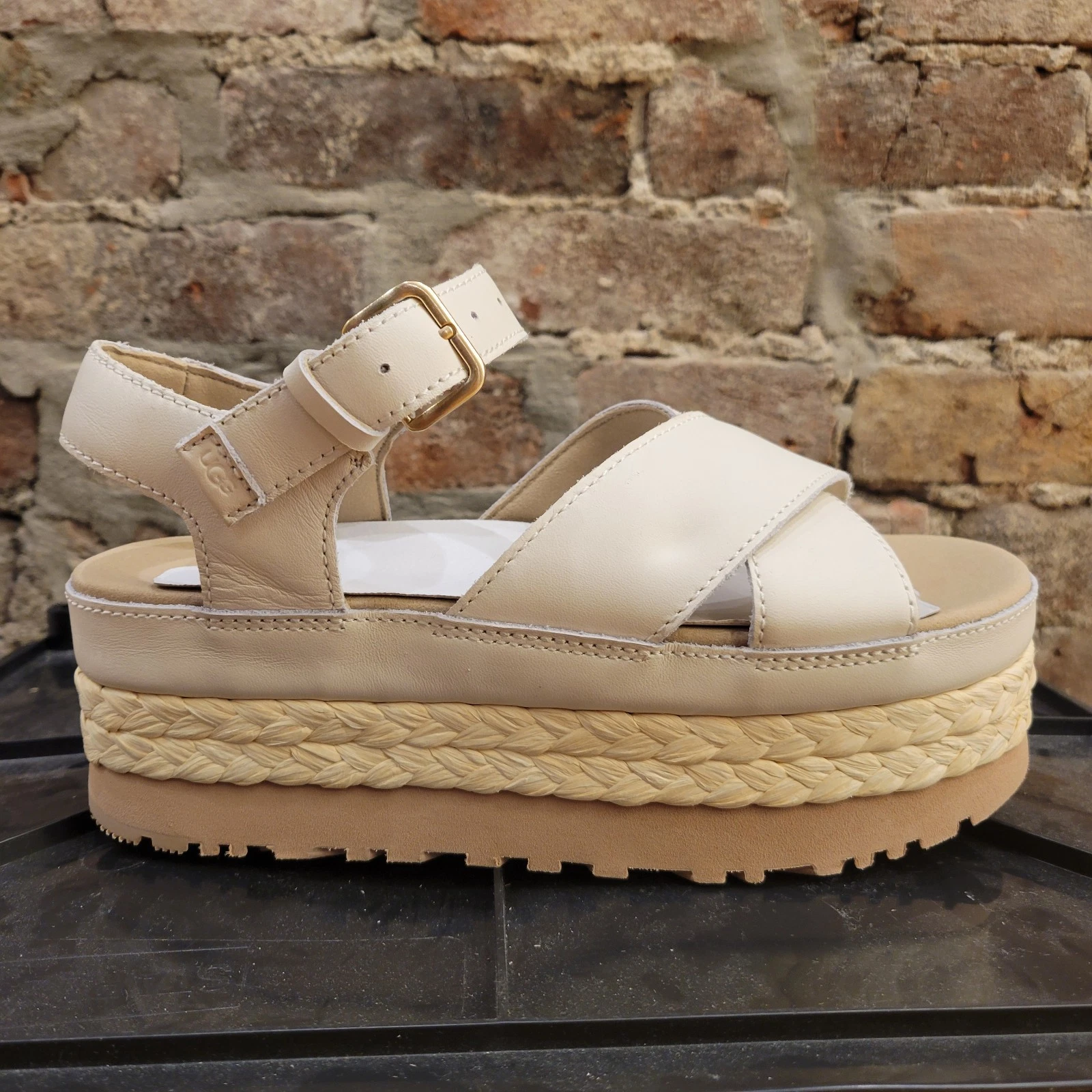 Sandalo donna nuovo con scatola UGG Aubrey cinturino alla caviglia plateau gelsomino #1169650