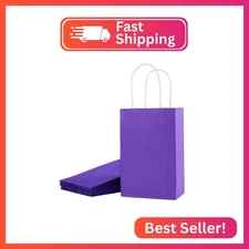 SUNCOLOR 24-Pack Purple Gift Bags with Handles – 8" Goodie Bags for Party Favor 