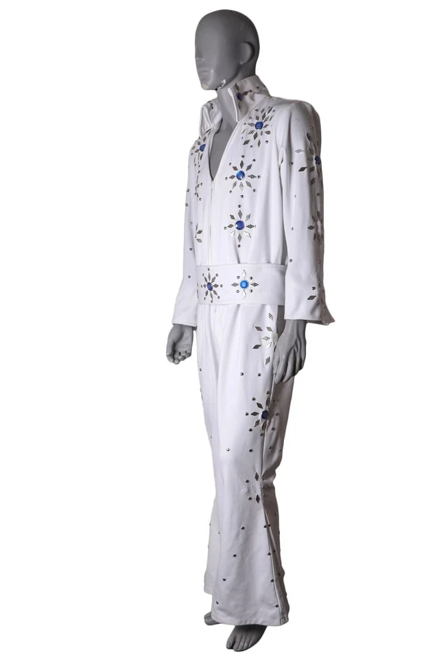 Мужская рок-н-ролл король Элвис драгоценности комбинезон плащ костюм белый L - Изображение 3 из 4